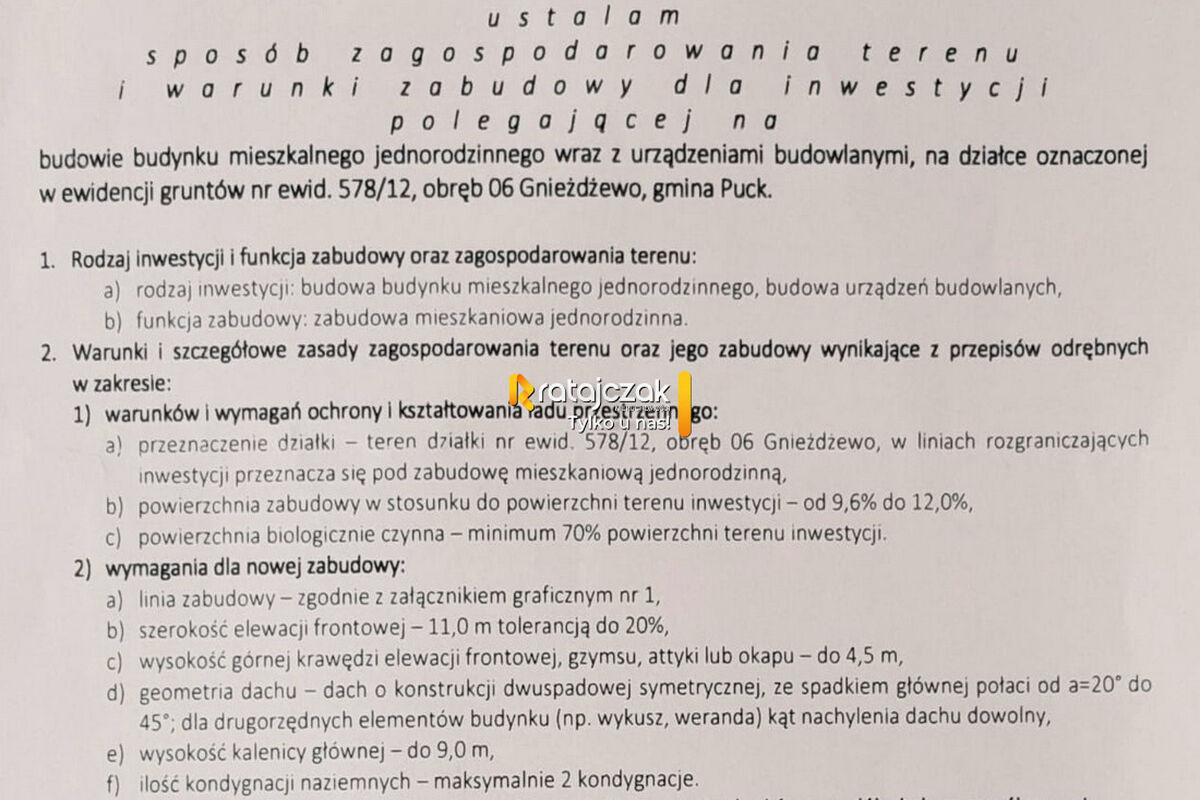 Działka budowlana z WZ | 820 m do Zatoki PuckiejGnieżdżewo