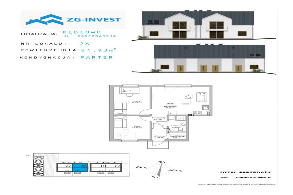 Gospodarska|3 pokoje|M.Postojowe|ogródek|Kębłowo