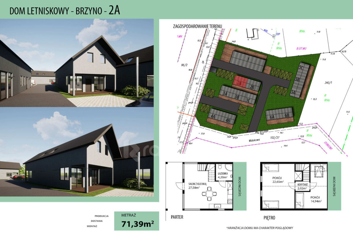 Inwestycyjna działka z projektem przy Jez. ŻarnowiBrzyno