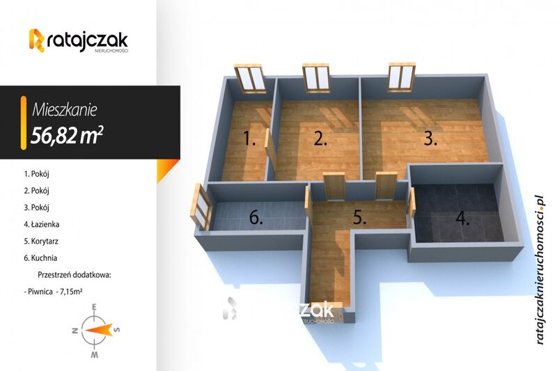 3 POK w centrum z piwnicą  1 piętro  od zaraz! - Wejherowo