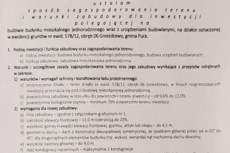 Działka budowlana z WZ |820m do Zatoki Puckiej|LAS - Gnieżdżewo